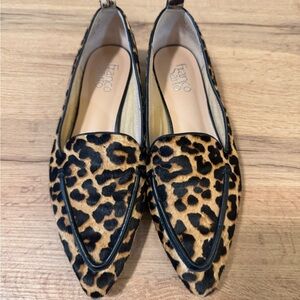 FRANCO SARTO Women's Studio Pointed Toe Leopard Calf Hair Flat Loafers Susie2